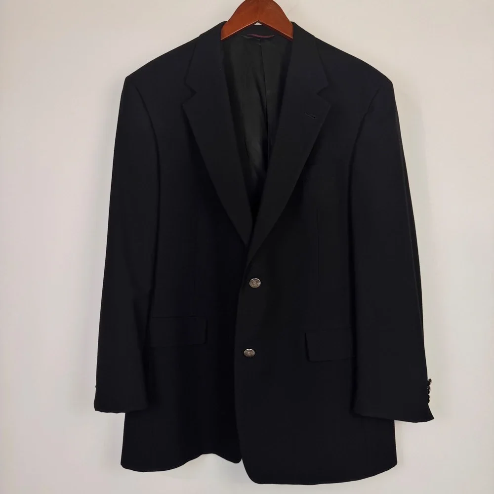 Hart Schaffner Marx Blazer Men 42R‎ Black Wool Two Button Sport Coat Dillard's